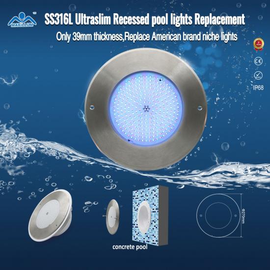 SS316 face plate Preset swimming pool light whole set with RGB color